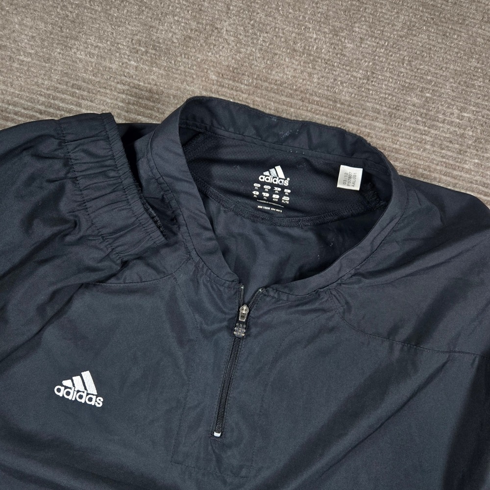 Adidas Mens‎ XL Black Convertible 1/4 Zip Detachable Sleeve Windbreaker P57807